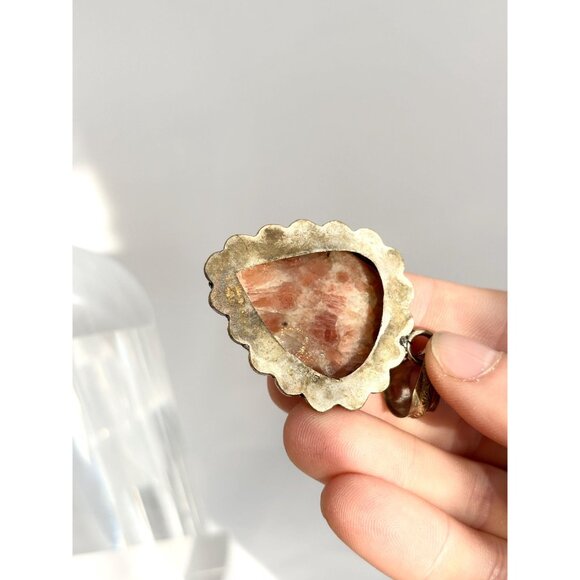 Orange Jasper Teardrop Shaped Southwest Sterling Silver 925 VintagePendant - Picture 9 of 10